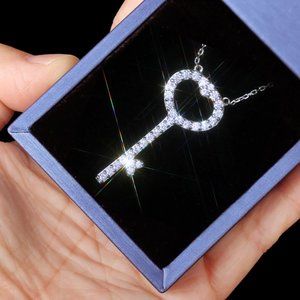 🎀 Key Hollow Heart CZ Dainty Micro Pave Beautiful Necklace for Women, EV…
